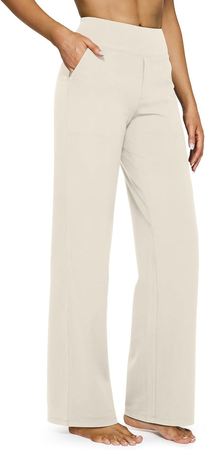 G4Free EverGoing Yoga Pants Women Wide Leg Pants with Pockets High Waist Stretch Dress Casual Sweatpants Petite/Regular/Tall