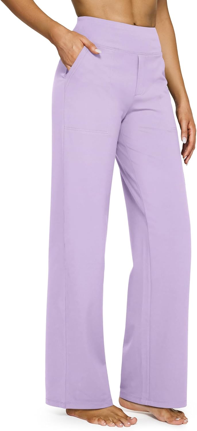 G4Free EverGoing Yoga Pants Women Wide Leg Pants with Pockets High Waist Stretch Dress Casual Sweatpants Petite/Regular/Tall