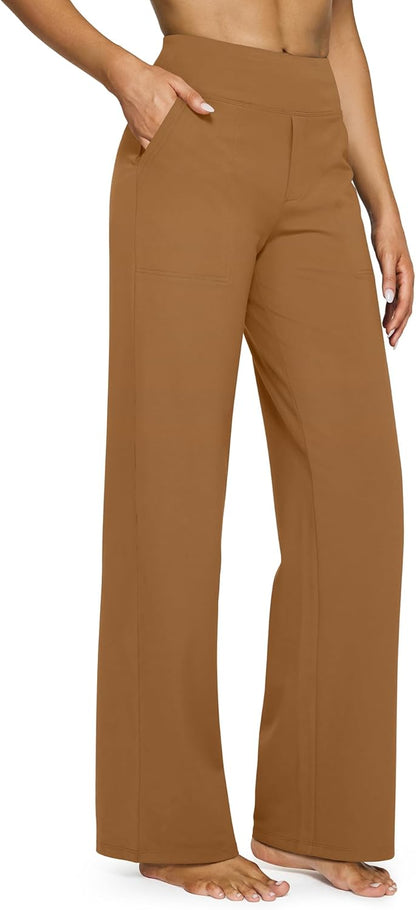 G4Free EverGoing Yoga Pants Women Wide Leg Pants with Pockets High Waist Stretch Dress Casual Sweatpants Petite/Regular/Tall